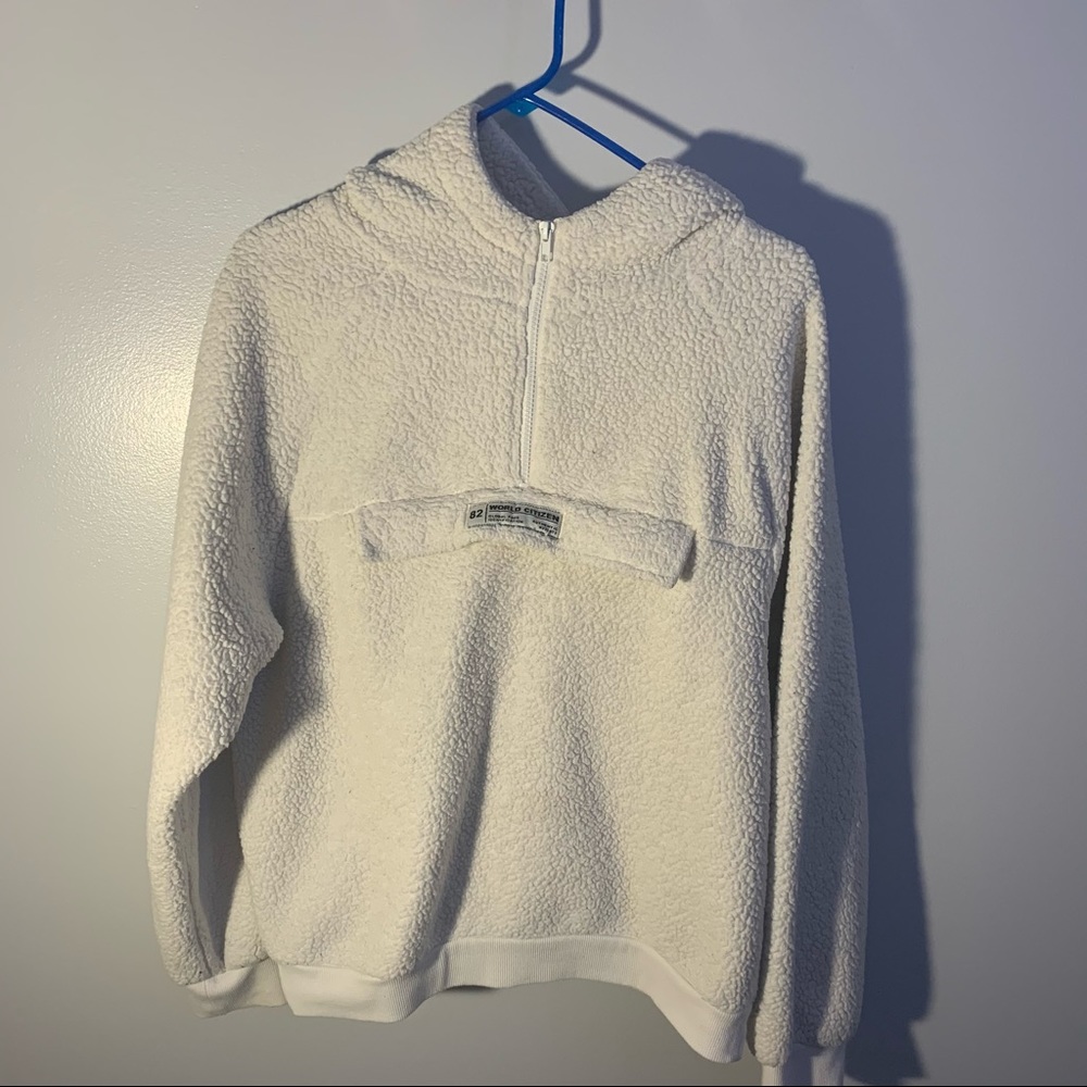 Fluffy sheep hoodie.